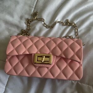 Pink Quilted Chain Shoulder Bag